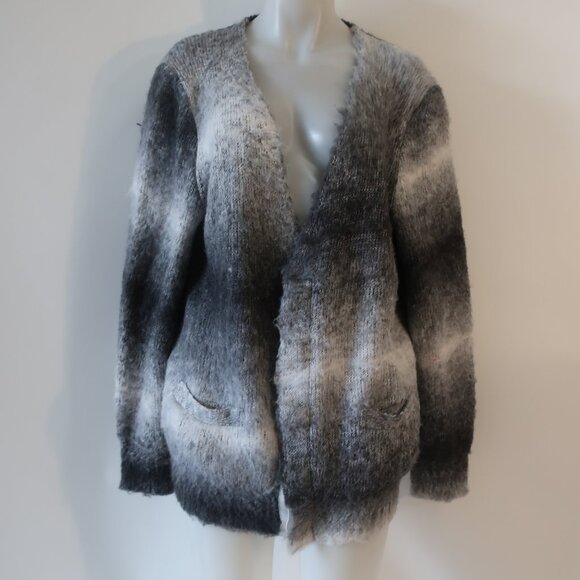 Mens Sacai Assoc Wool Blend V-Neck Chunky Furry Cardigan Sweater 4 US/XL - Picture 1 of 12